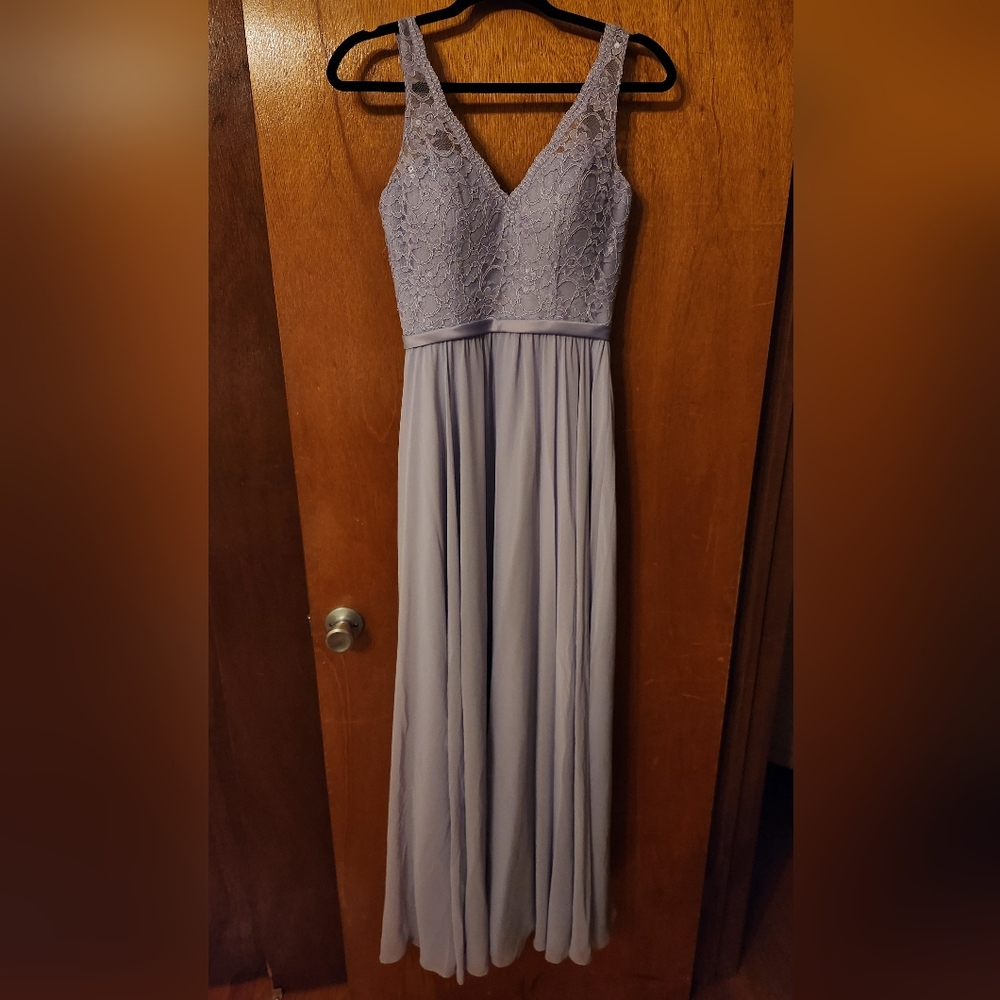 MoriLee light purple Chiffon Embroidered Bridesmaid Dress